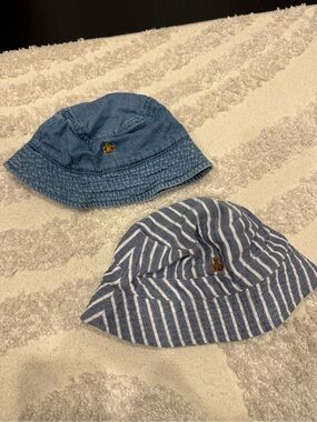 GAP Kids Denim and Striped Blue Bucket Hat Set